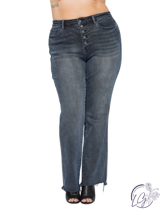 Curvy Rowan High-Rise Distressed Straight by Judy Blue