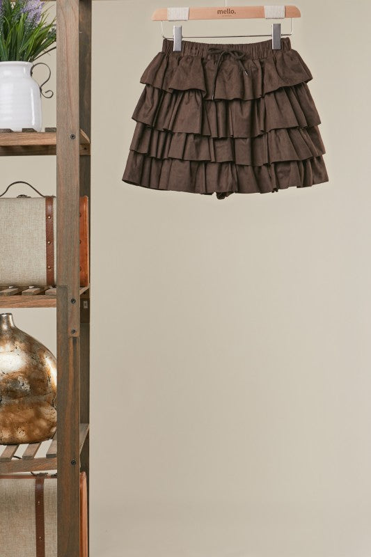 Brown Sugar Ruffle Mini Skirt