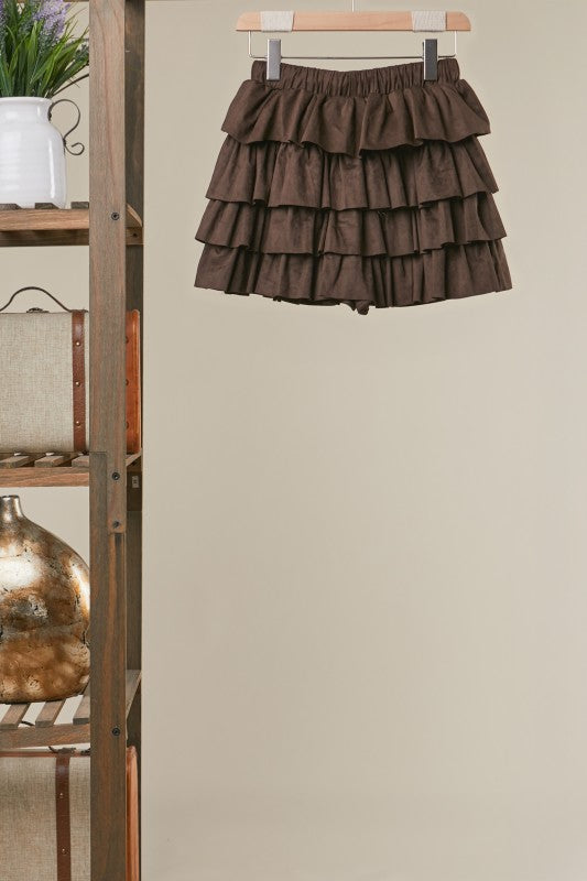 Brown Sugar Ruffle Mini Skirt