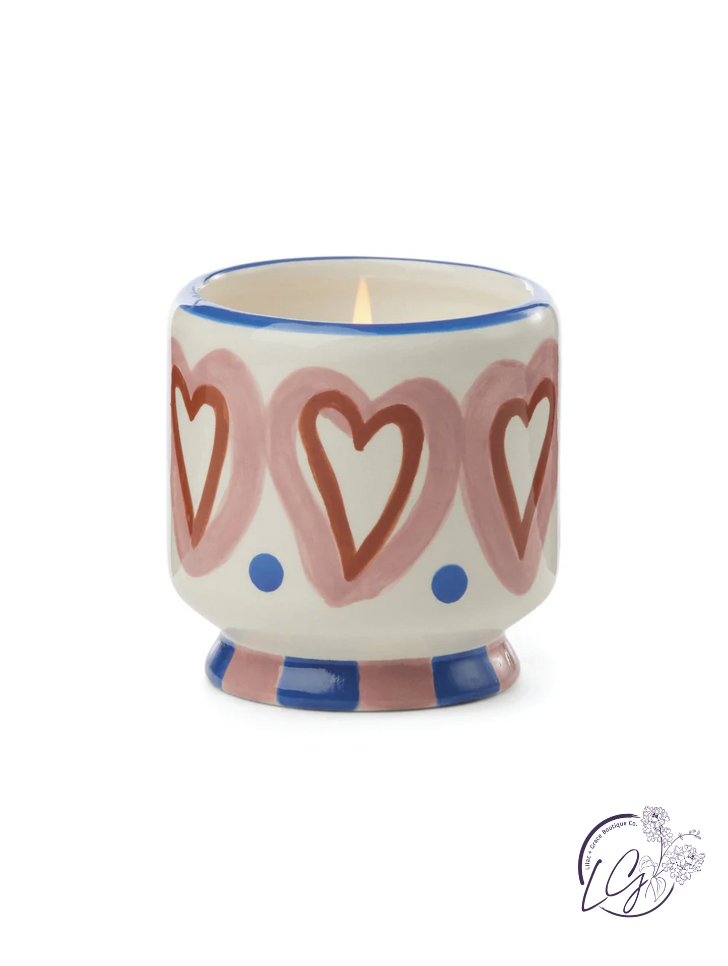 A Dopo 8 oz Handpainted "Hearts" Ceramic - Rosewood Vanilla