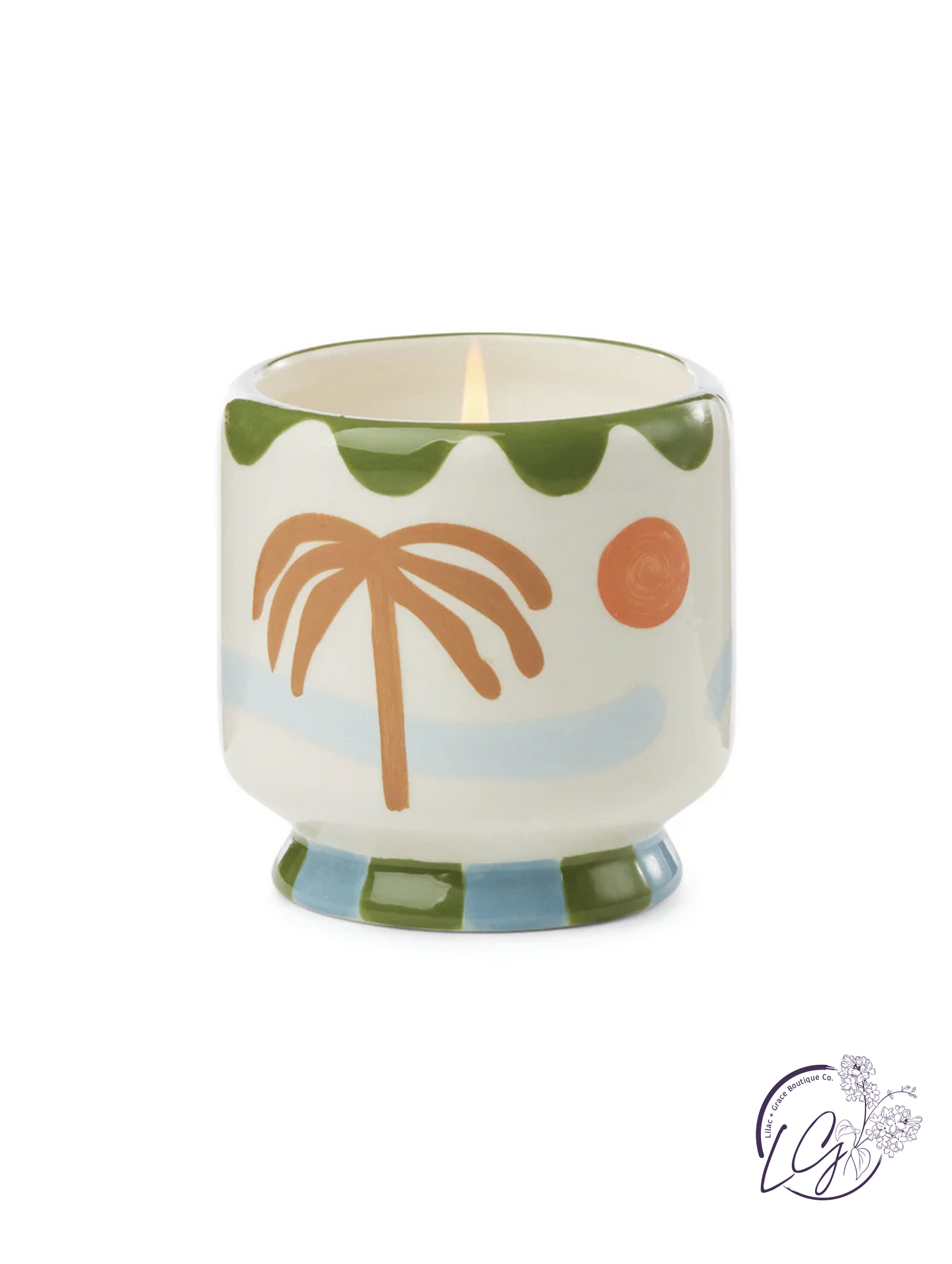 A Dopo 8 oz Handpainted "Palm Tree" Ceramic - Lush Palms