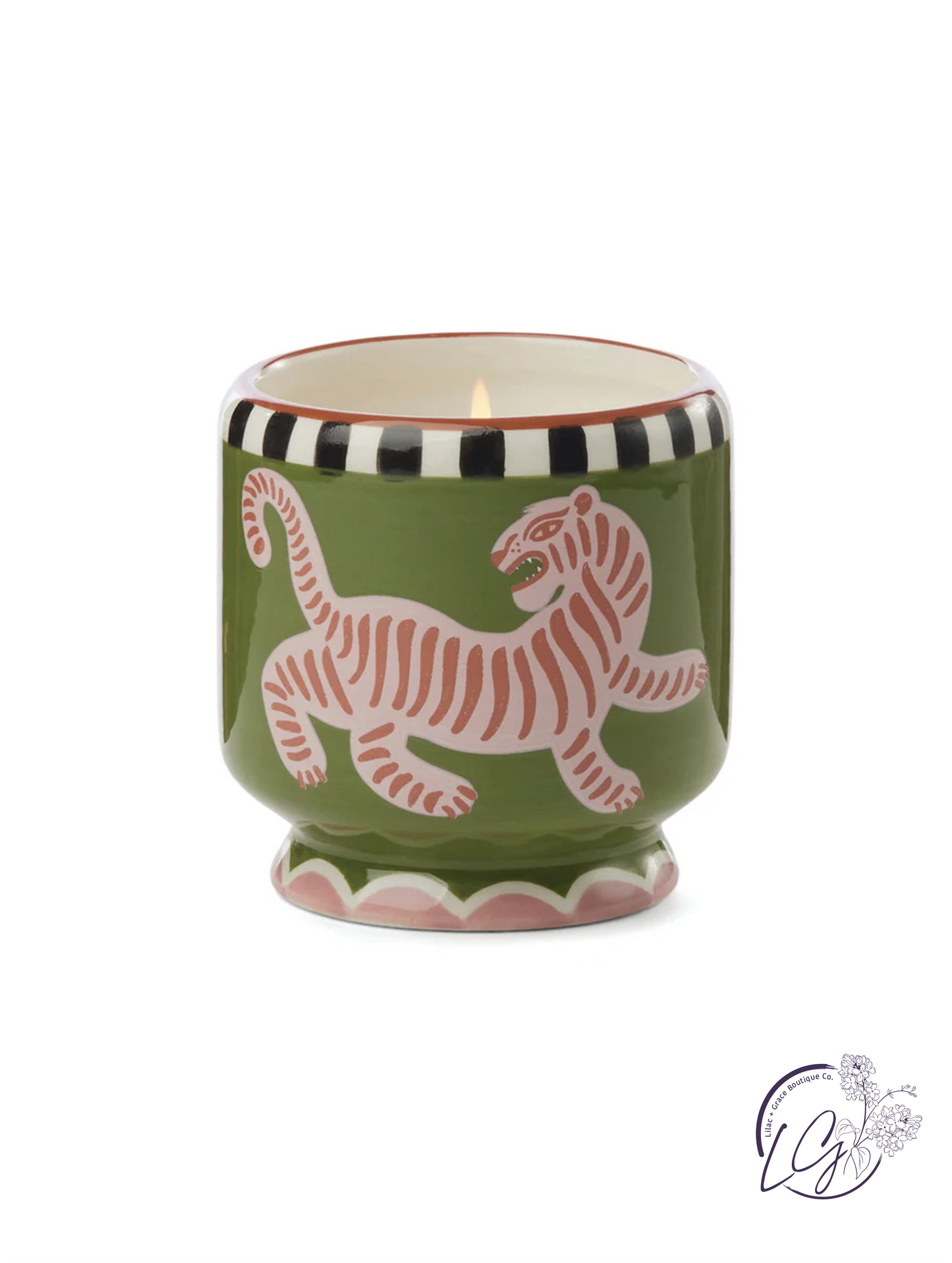 A Dopo 8 oz Handpainted "Tiger" Ceramic - Black Cedar & Fig