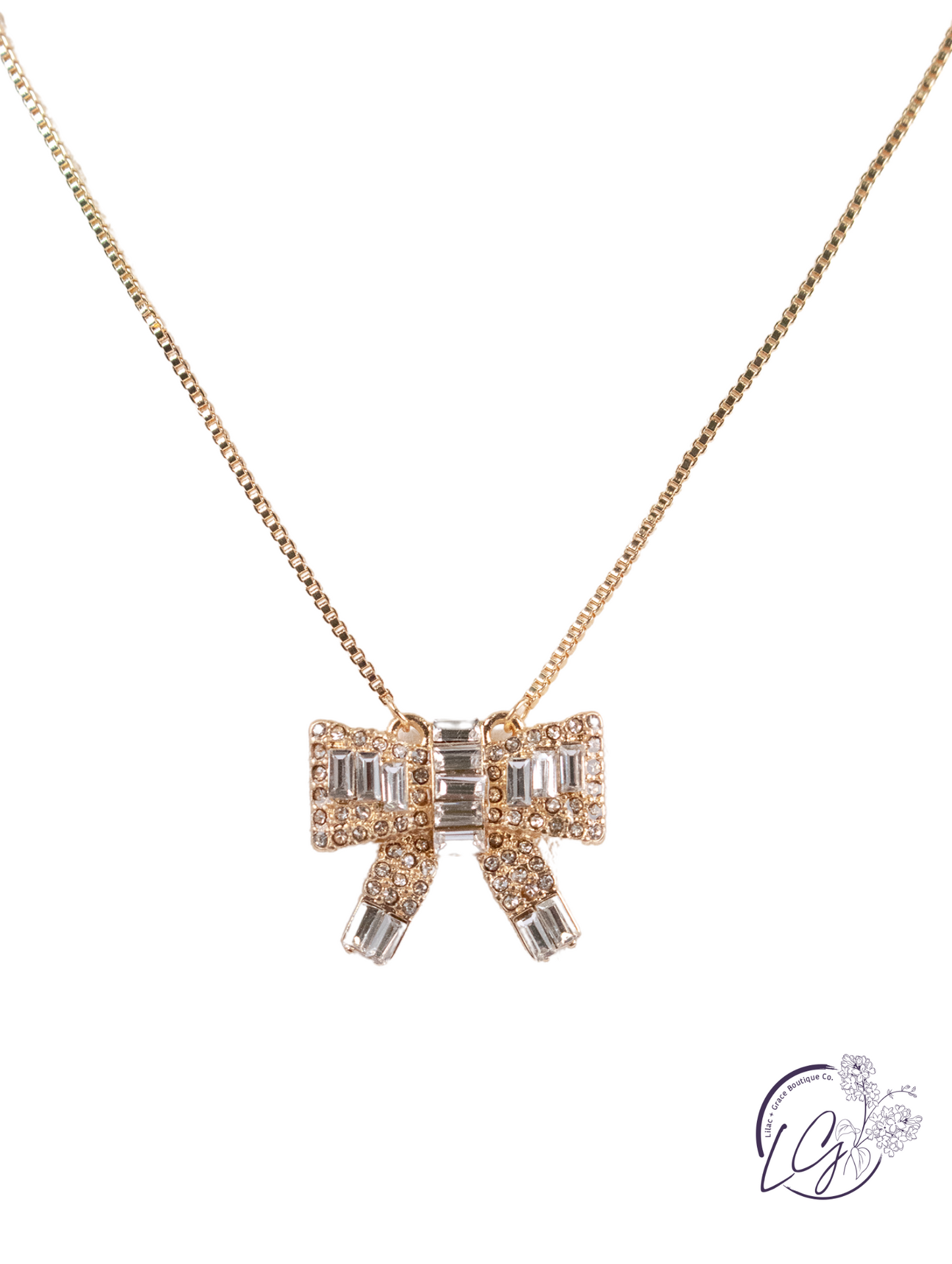 Rhinestone Bow Necklace