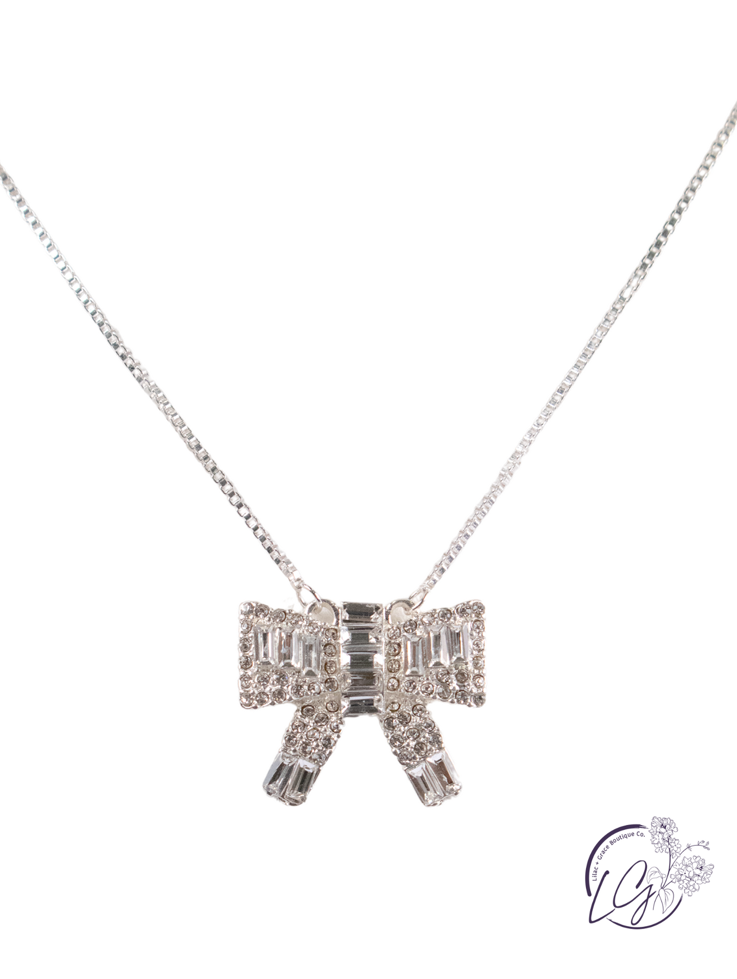 Rhinestone Bow Necklace