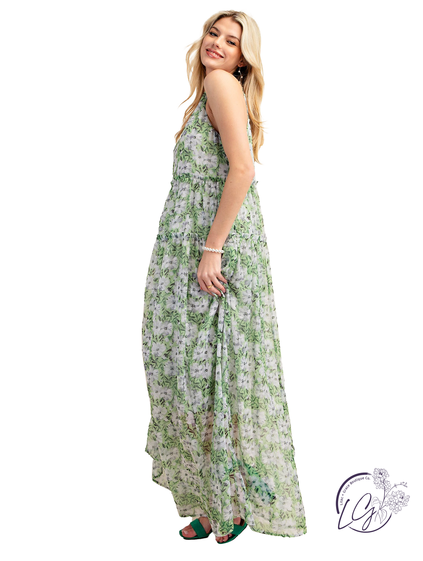 Floral Chiffon Tiered Maxi Dress