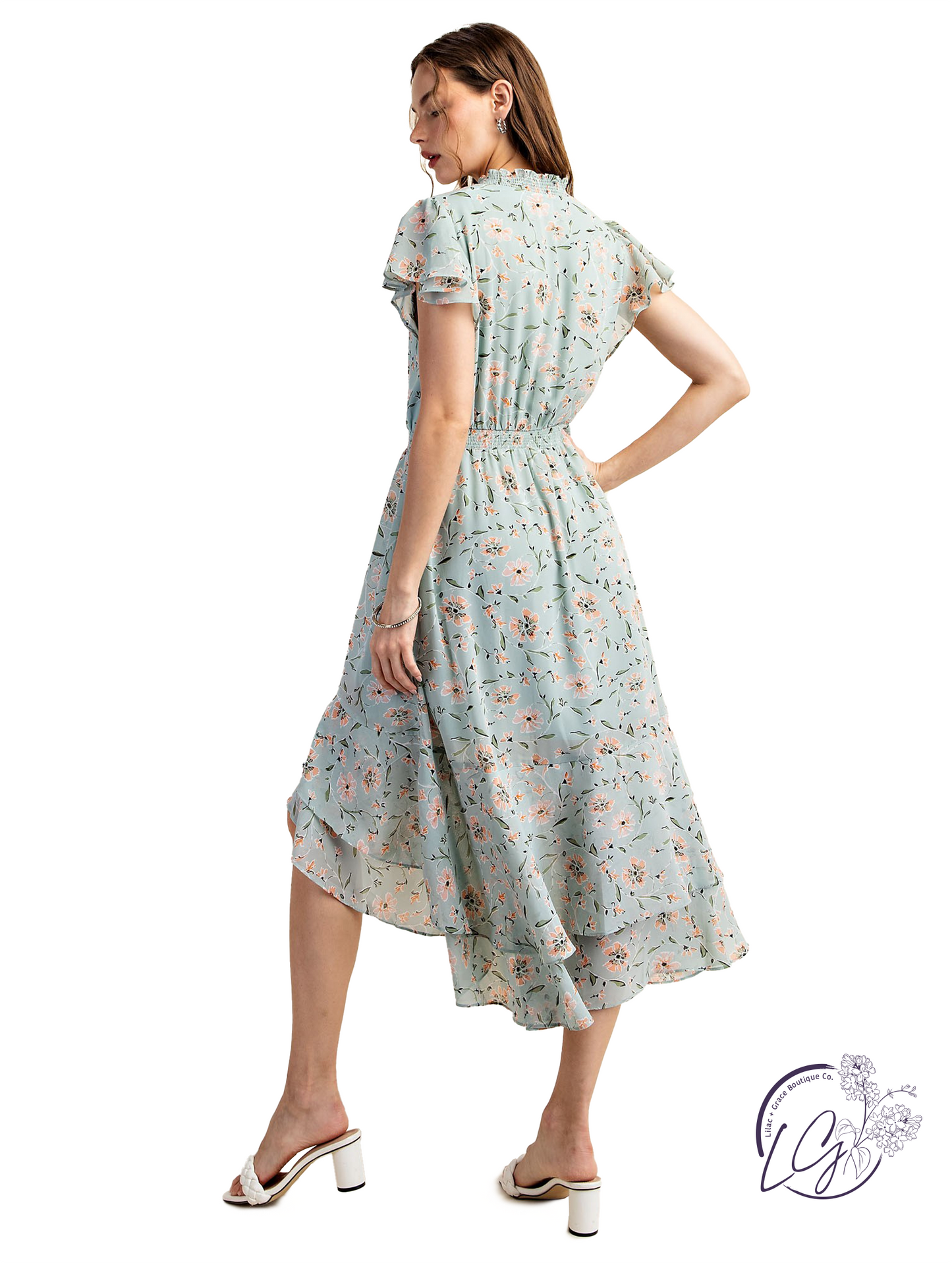 Enchanted Evening Ruffle Sleeve Dress