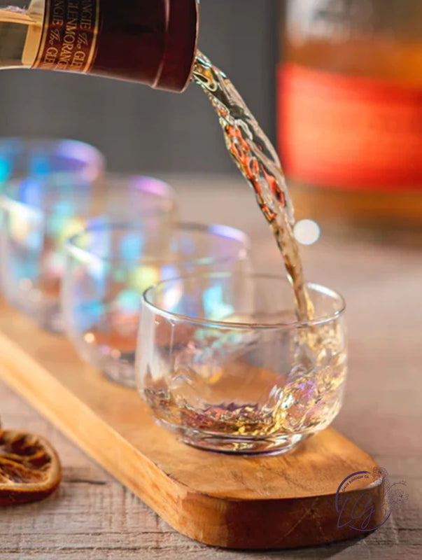 Teak Wood Flight W/Glasses