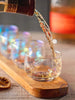 Teak Wood Flight W/Glasses