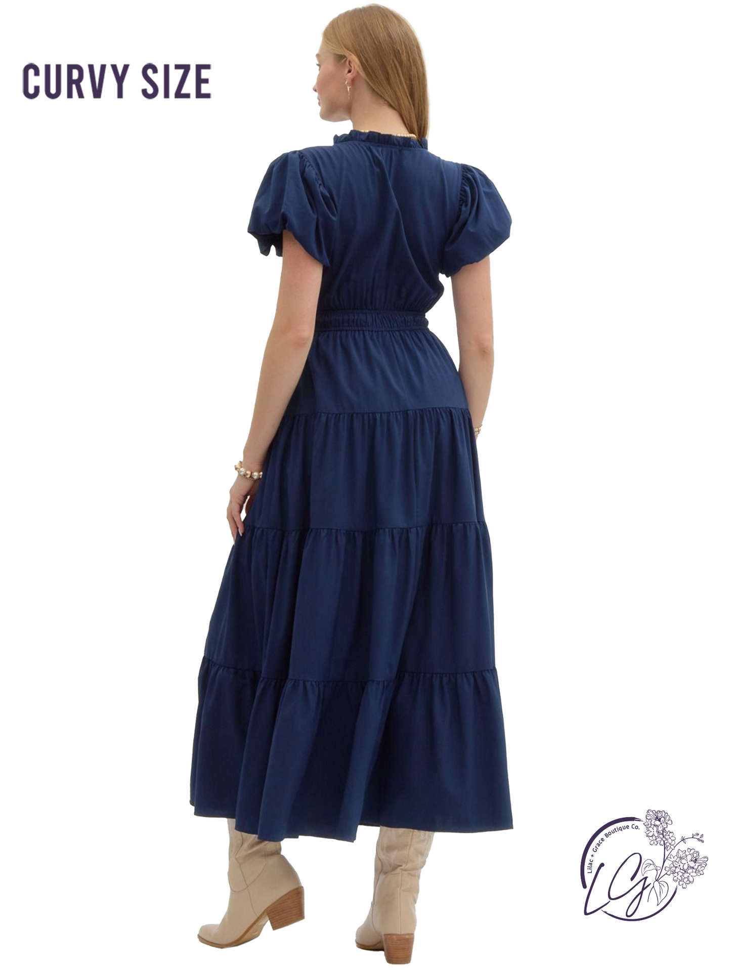 Curvy Held In Haze Midi Dress