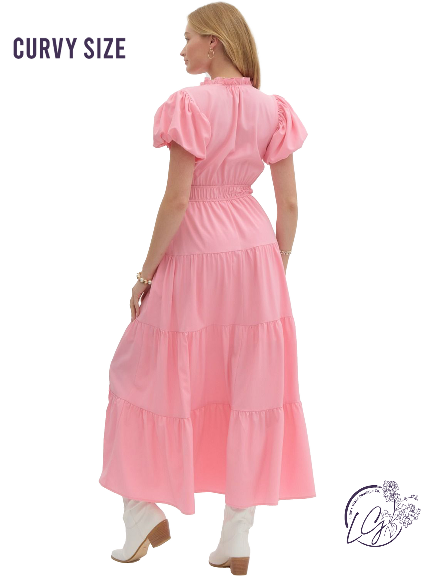 Curvy Held In Haze Midi Dress