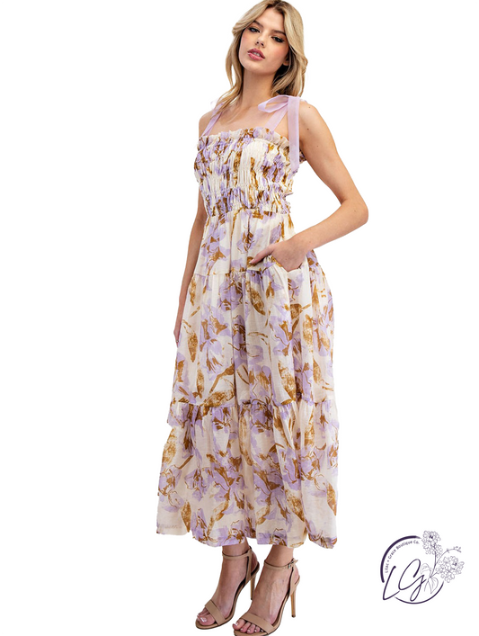 Meadowscript Tiered Midi Dress