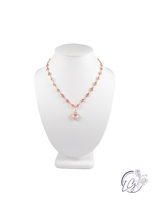 Pink Clover Necklace