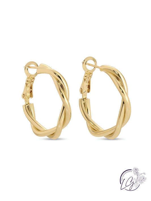 Twisted Latch Back Hoops Earrings