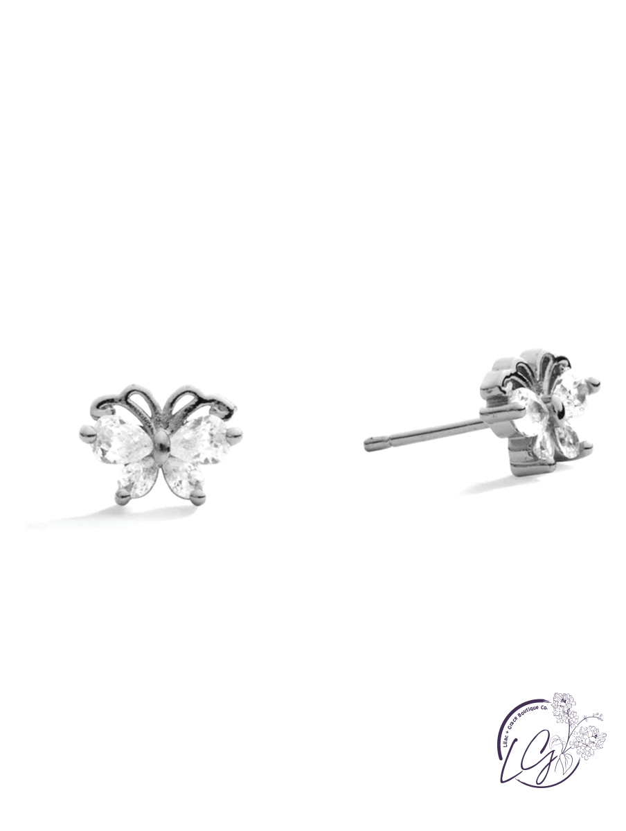 Crystal Butterfly Stud Earrings