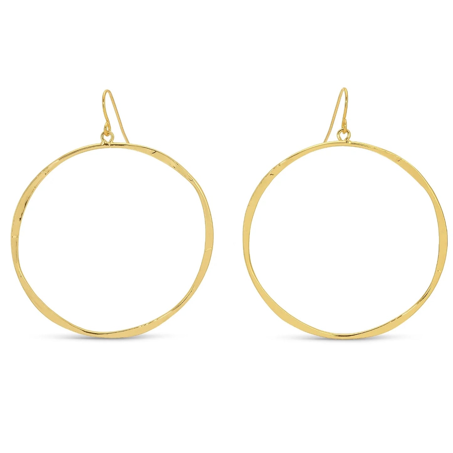 Large Lightly Hammered Open Circle Earrings