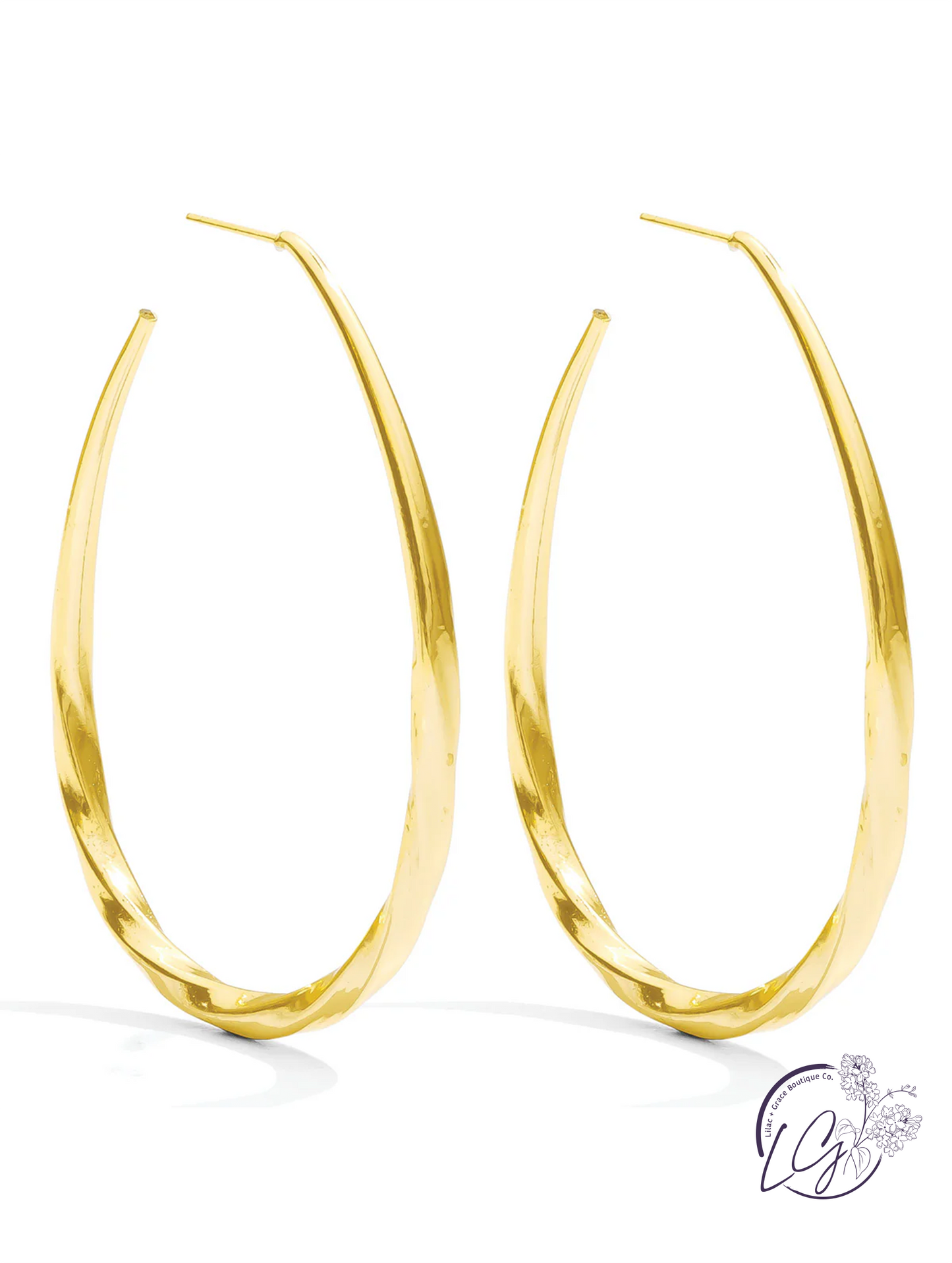 Twisted Long Statement Hoop Earrings