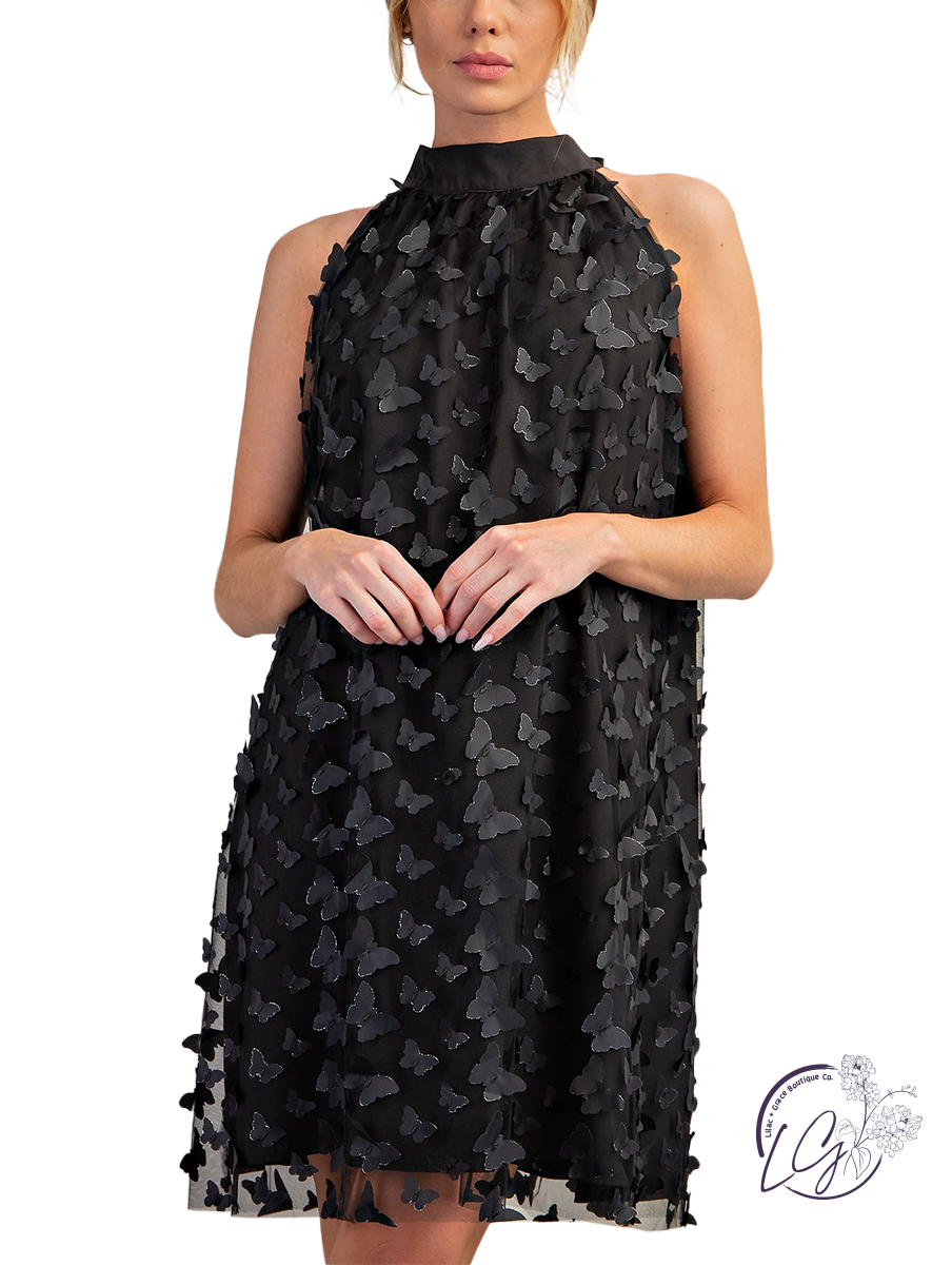 Fluttering Wings Halter Dress