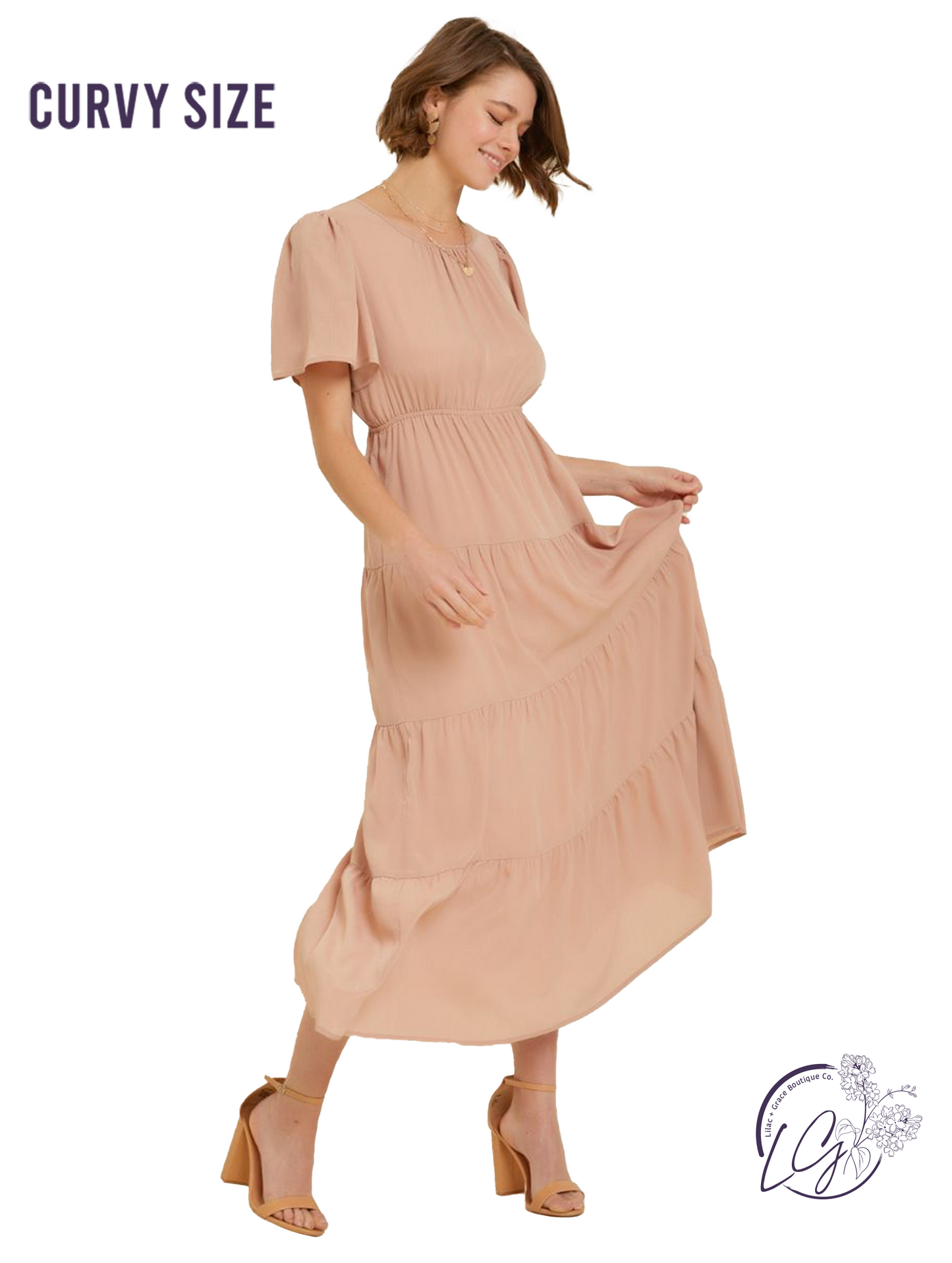 Curvy Elegant Ease Tiered Midi Dress