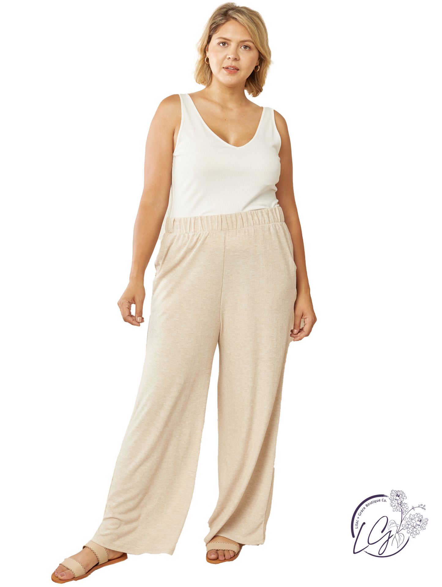Curvy Walking the Beach High-Rise Knit Pants