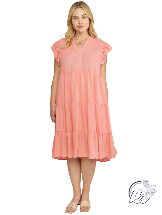 Curvy See You Soon Tiered Midi Dress