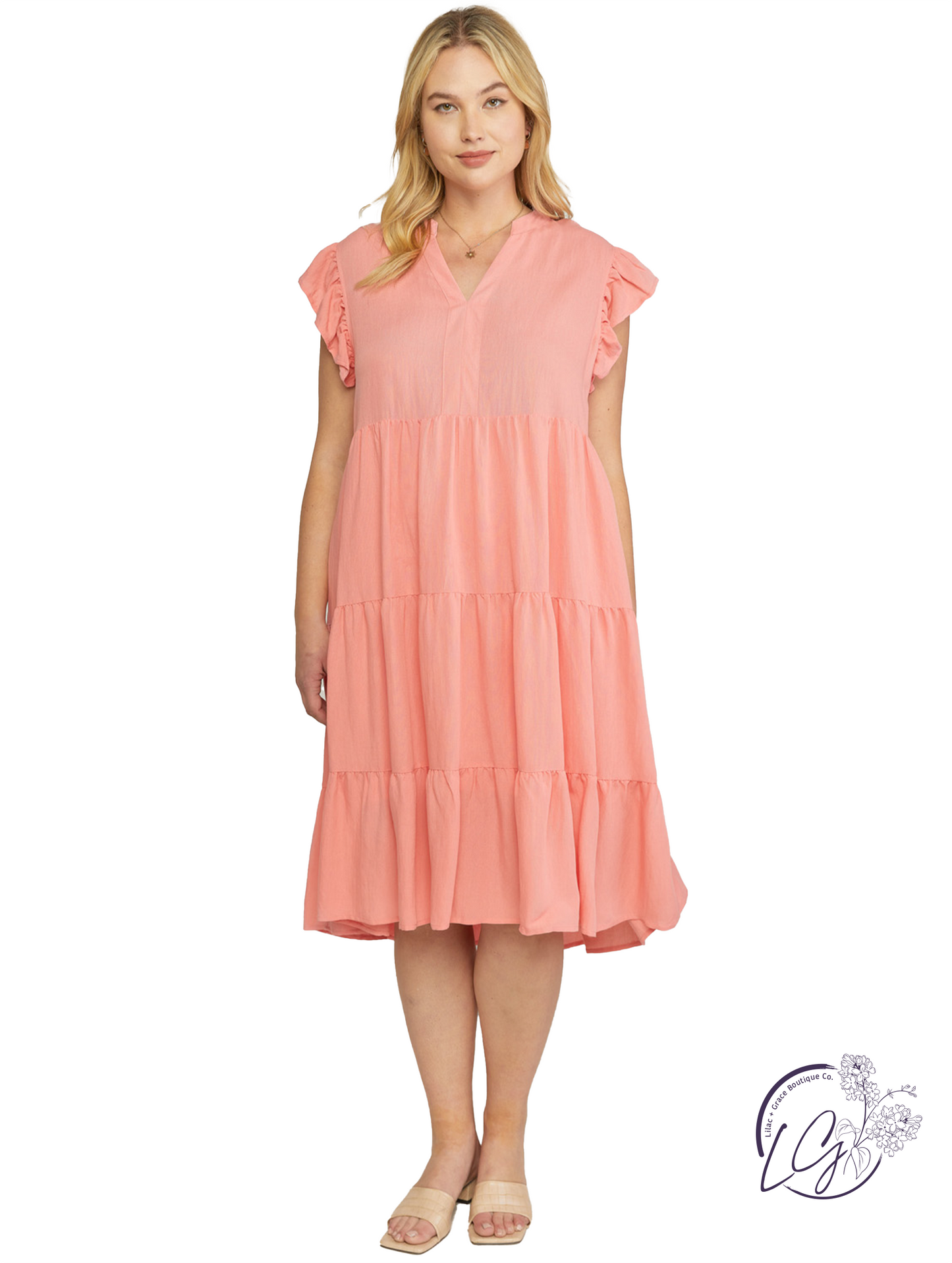 Curvy See You Soon Tiered Midi Dress