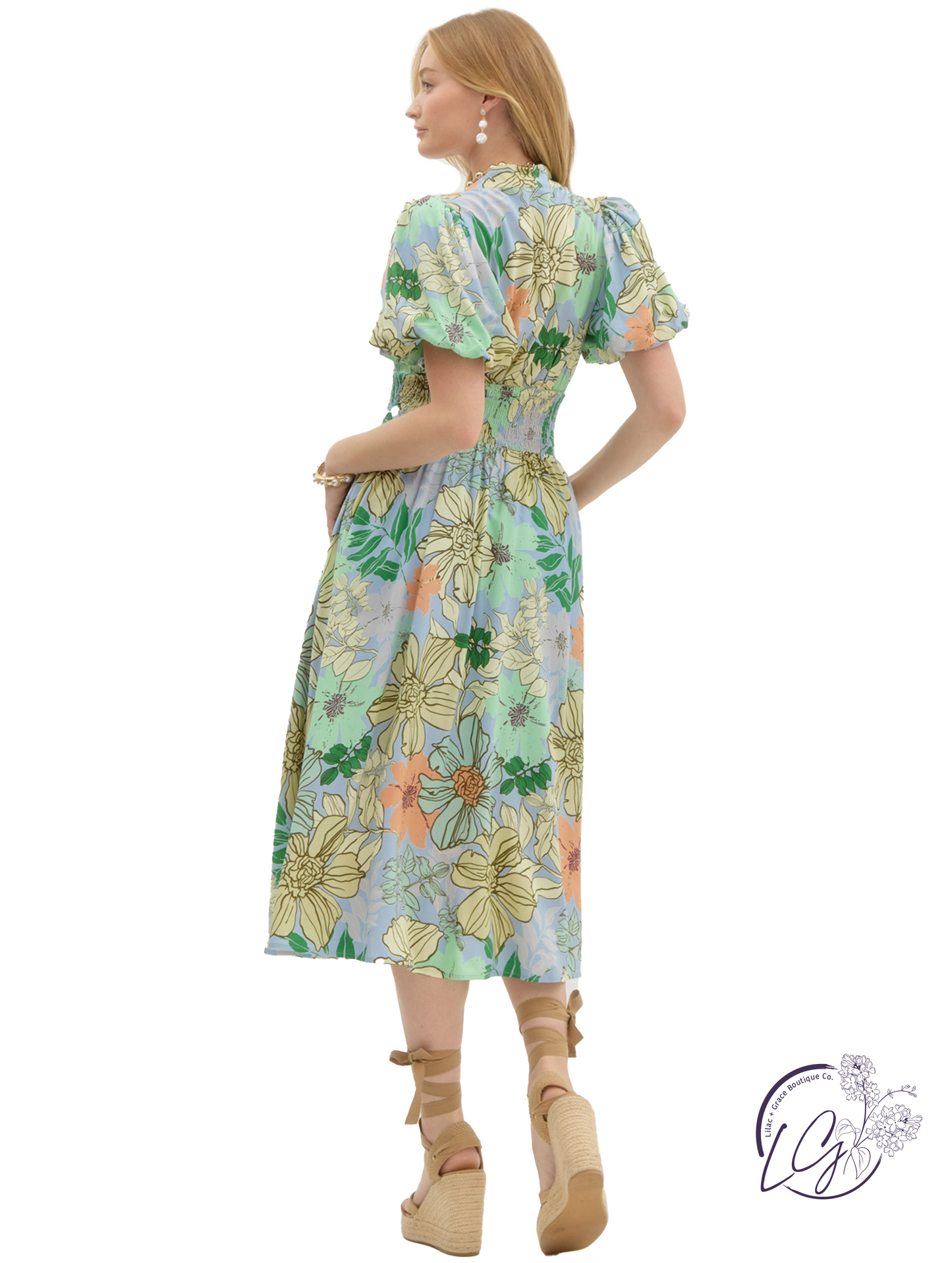 Quiet Tan V-Neck Midi Dress