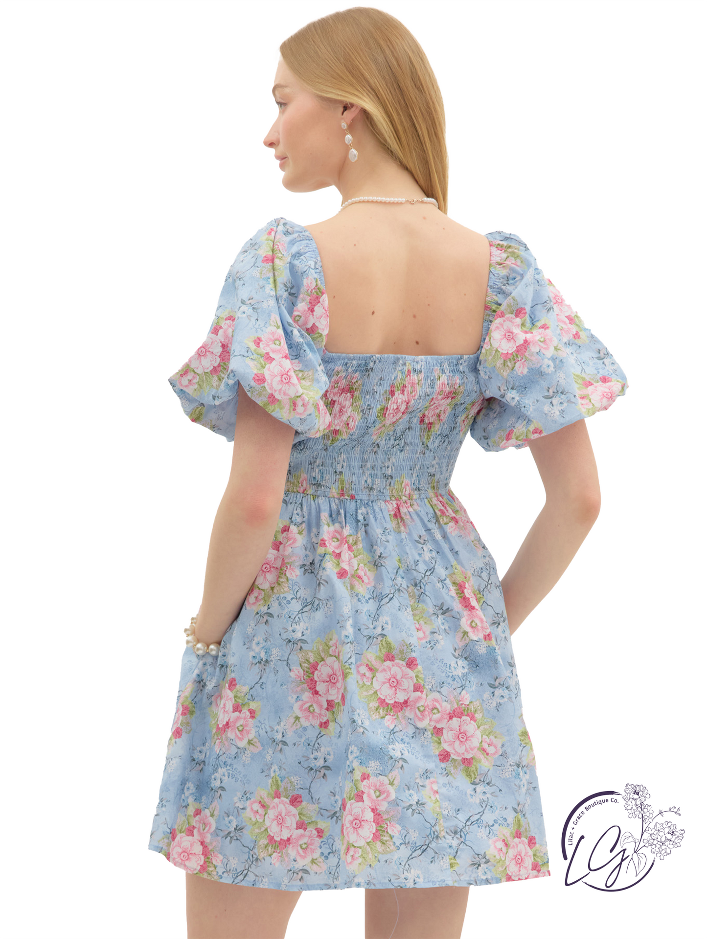 Velvet-Sweet Skies Bow Mini Dress