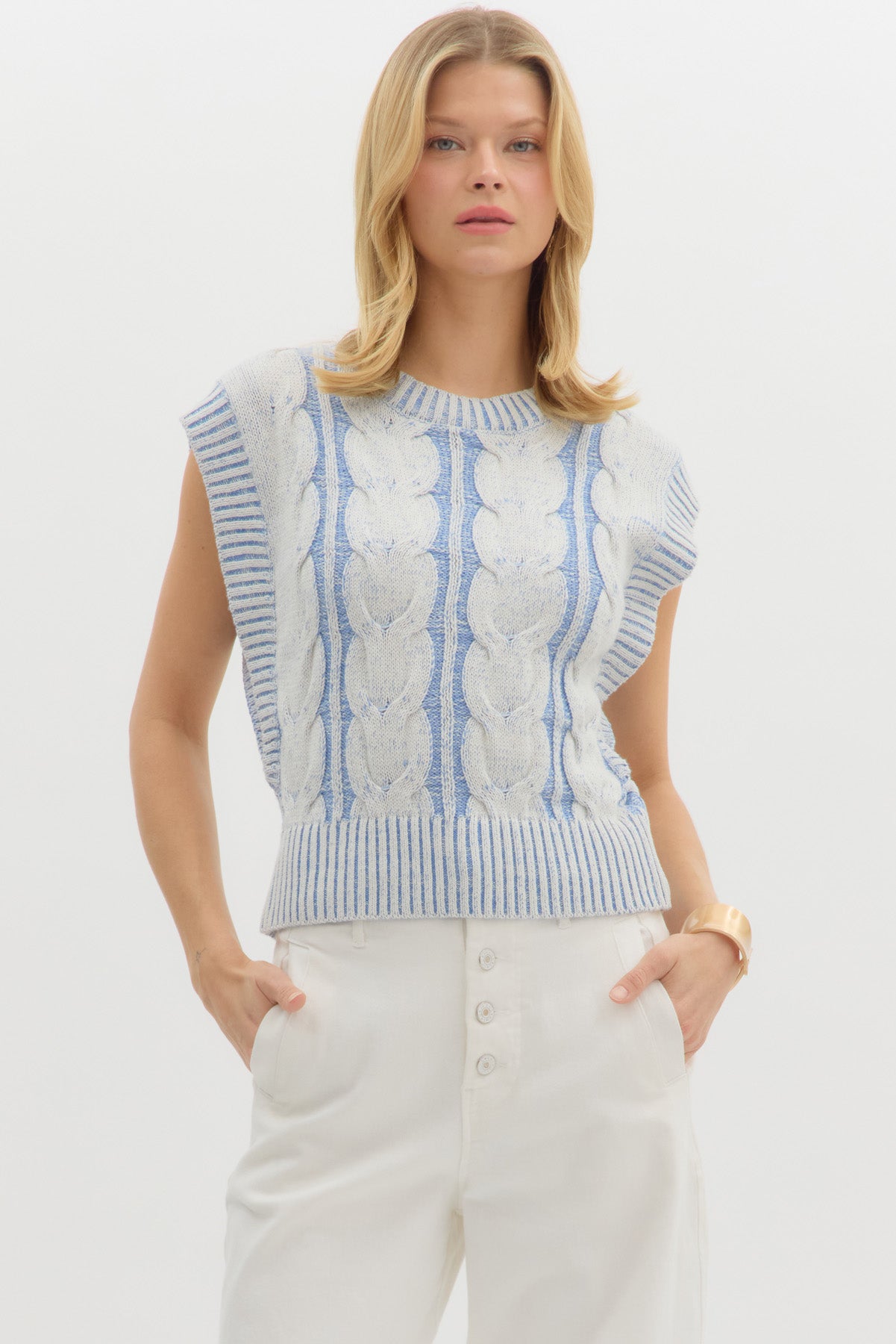 Brielle Cable Knit Sweater Vest