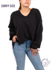 Curvy Washed Oversized Split Neck Tee