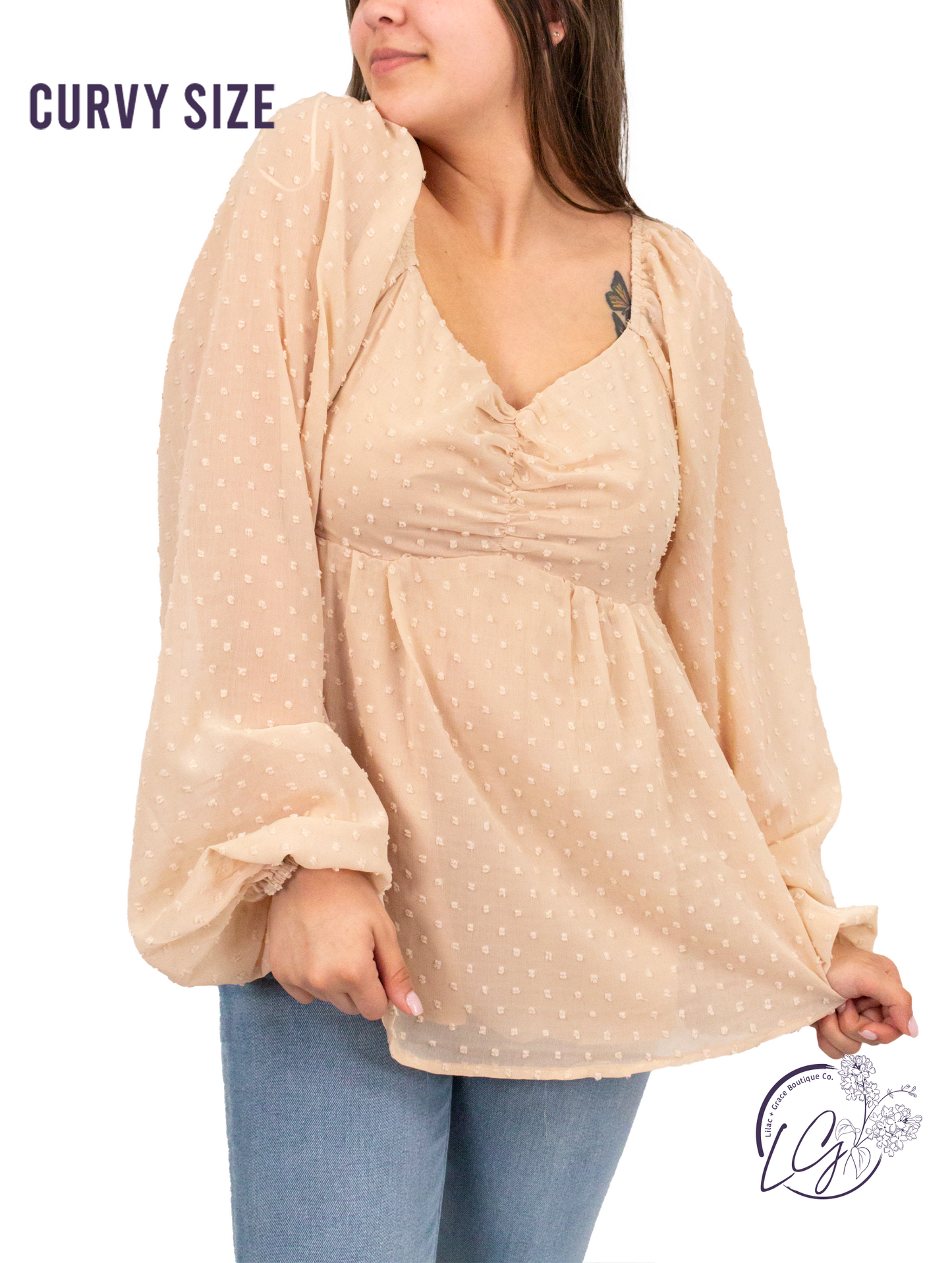 Curvy Sheer Bliss Square Neck Blouse