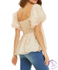 Curvy Romantic Floral Puff Sleeve Blouse