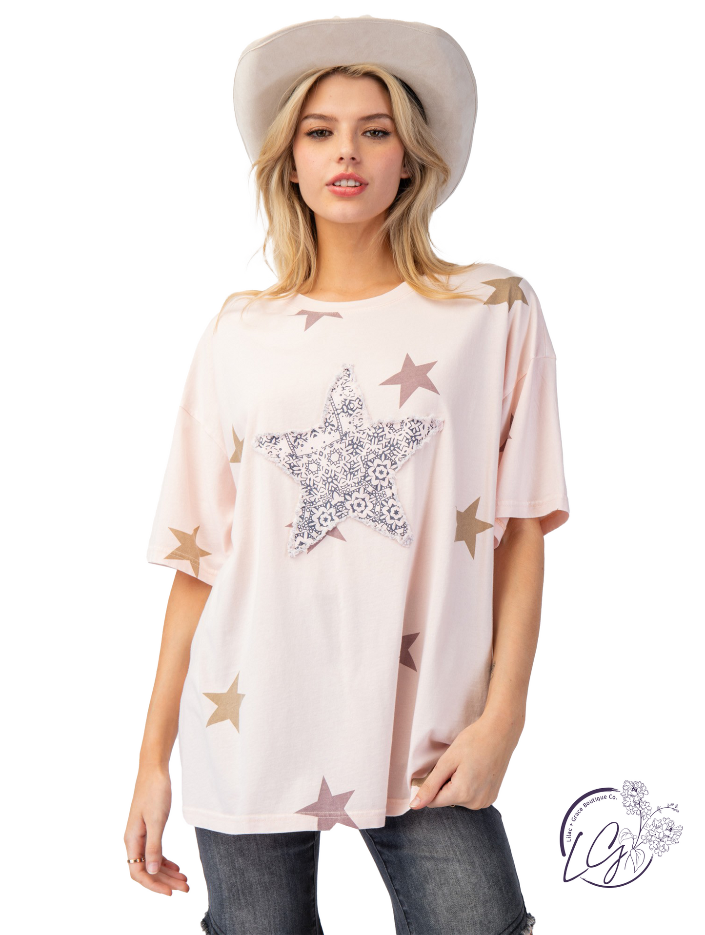 Curvy Worn Skies Star Top