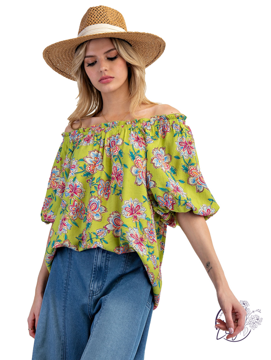 Peach Trails Woven Top