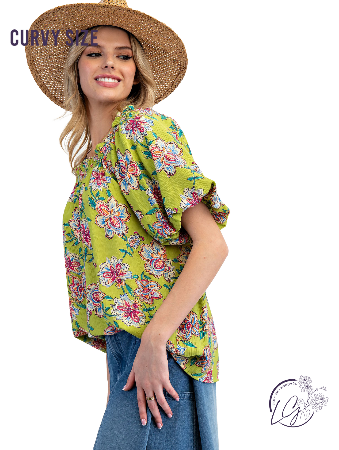 Curvy Peach Trails Woven Top