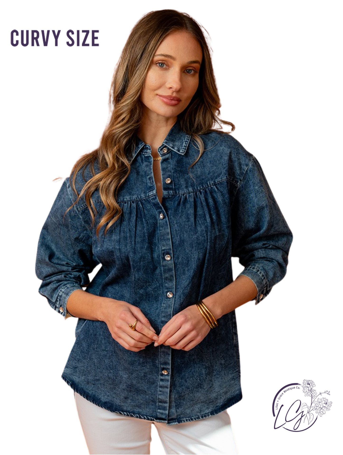 Curvy Classic Denim Button Down