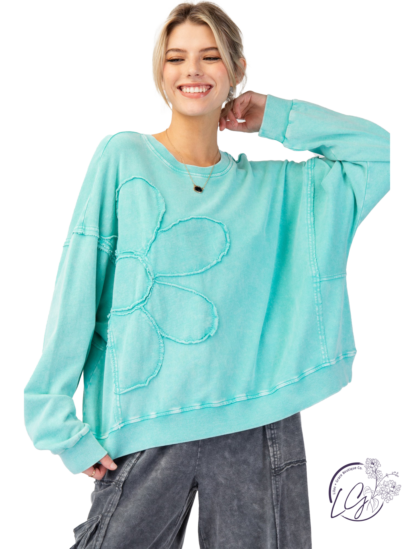 Washed Garden Terry Knit Pullover