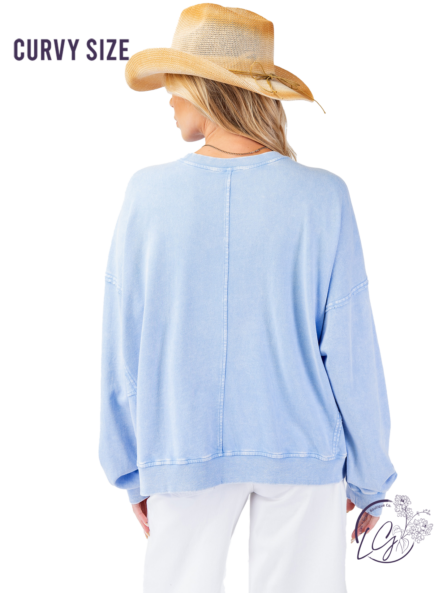 Curvy Washed Garden Knit Pullover