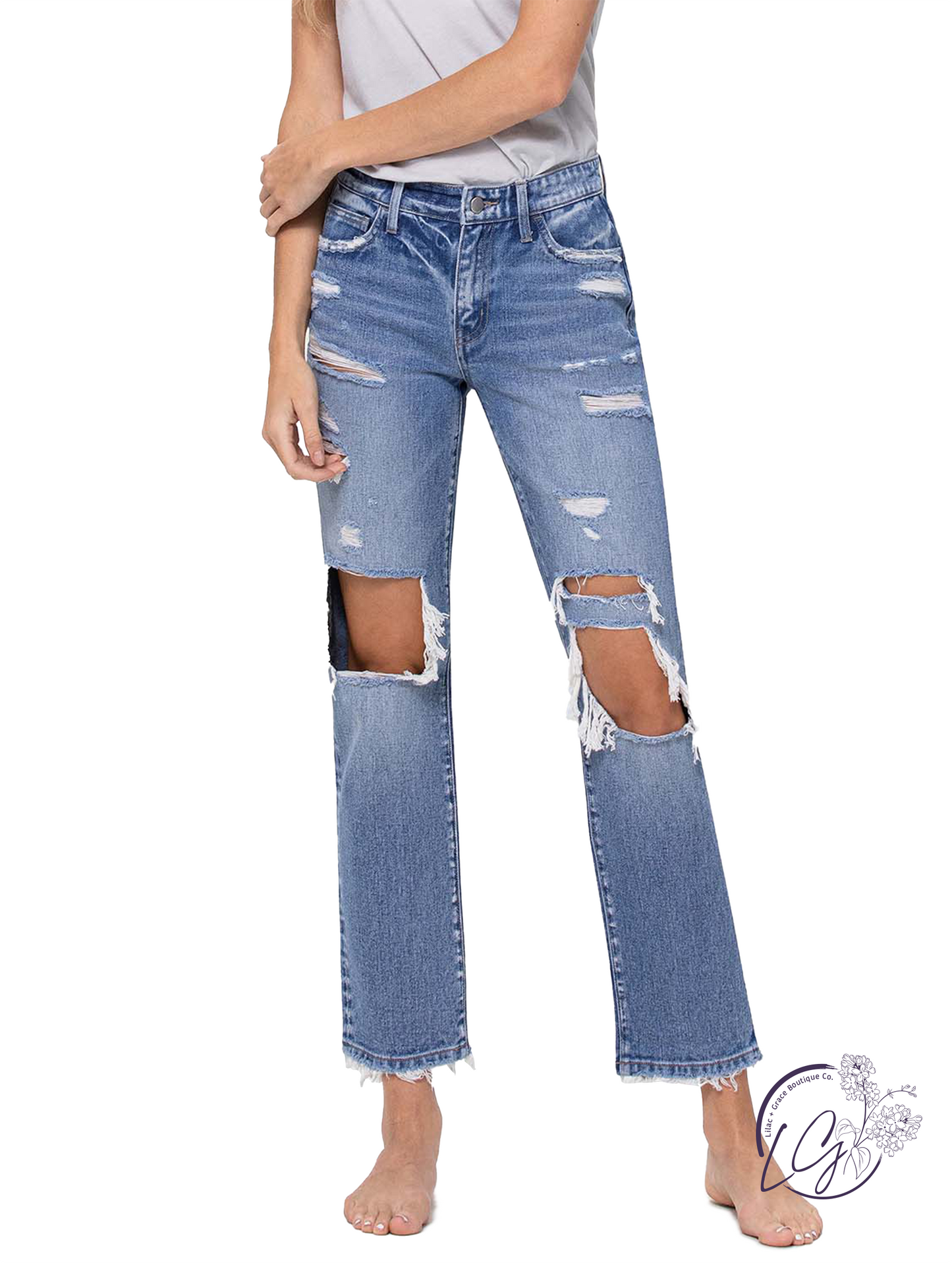 Tallulah Mid-Rise Crop Straight Jeans By Flying Monkey