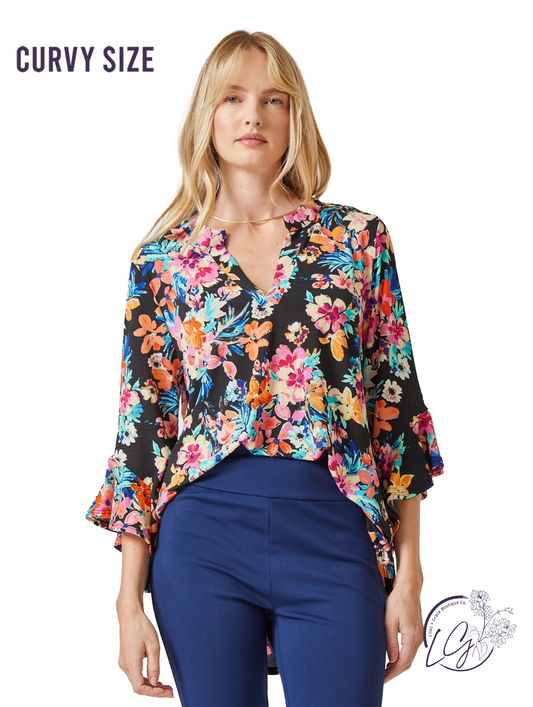 Curvy Floral Faith Blouse