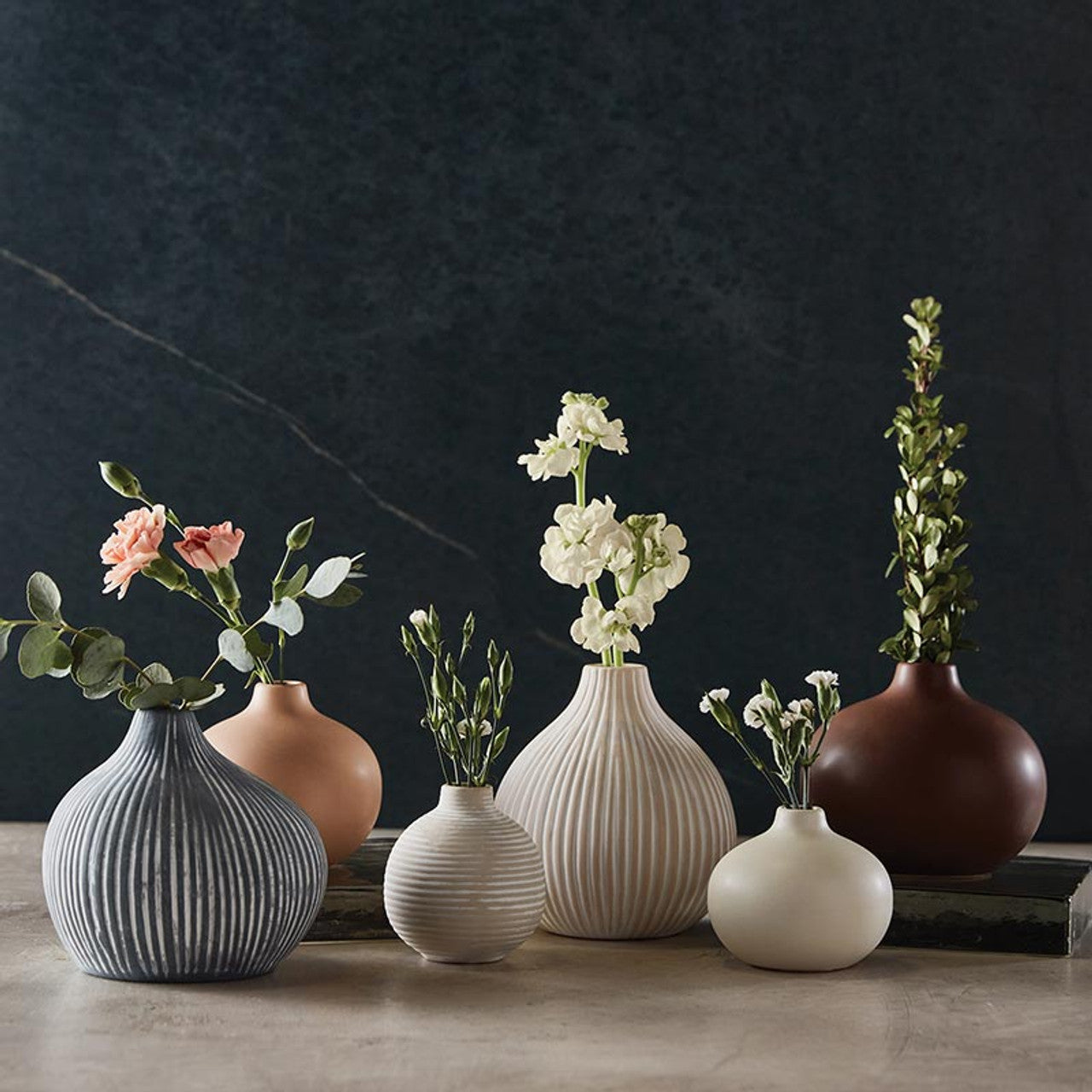 Blue Striped Droplet Vase