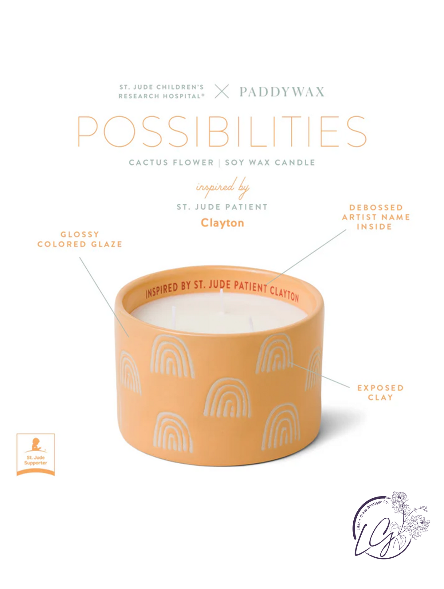 St. Jude Giveback "Possibilities" 11 oz. Candle - Cactus Flower