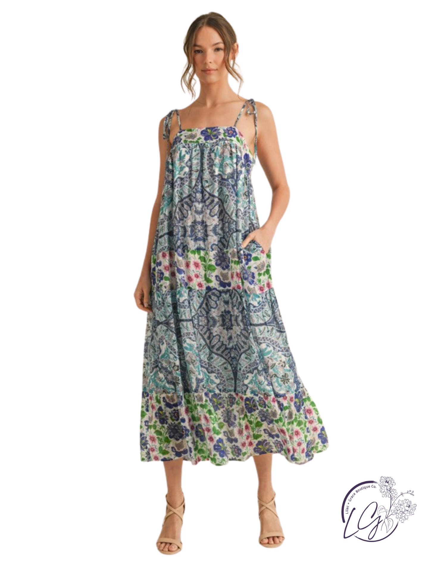 Patchlight Chiffon Midi Dress