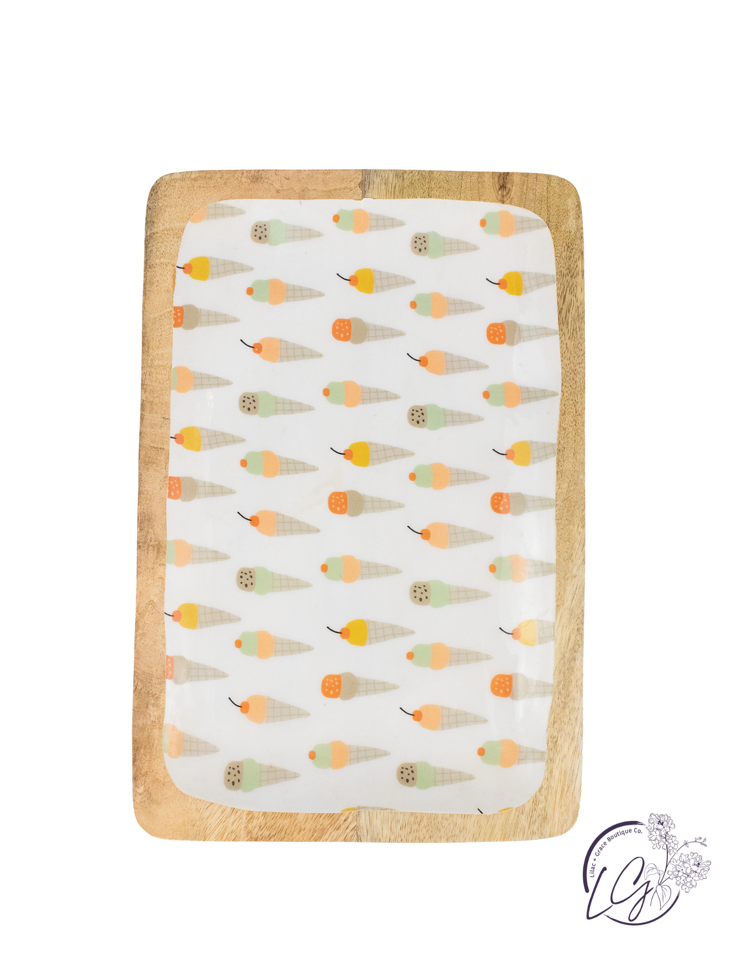 Ice Cream Cone Enameled Mango Wood Tray