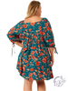 Curvy Gardenlace Tie Sleeve Mini Dress