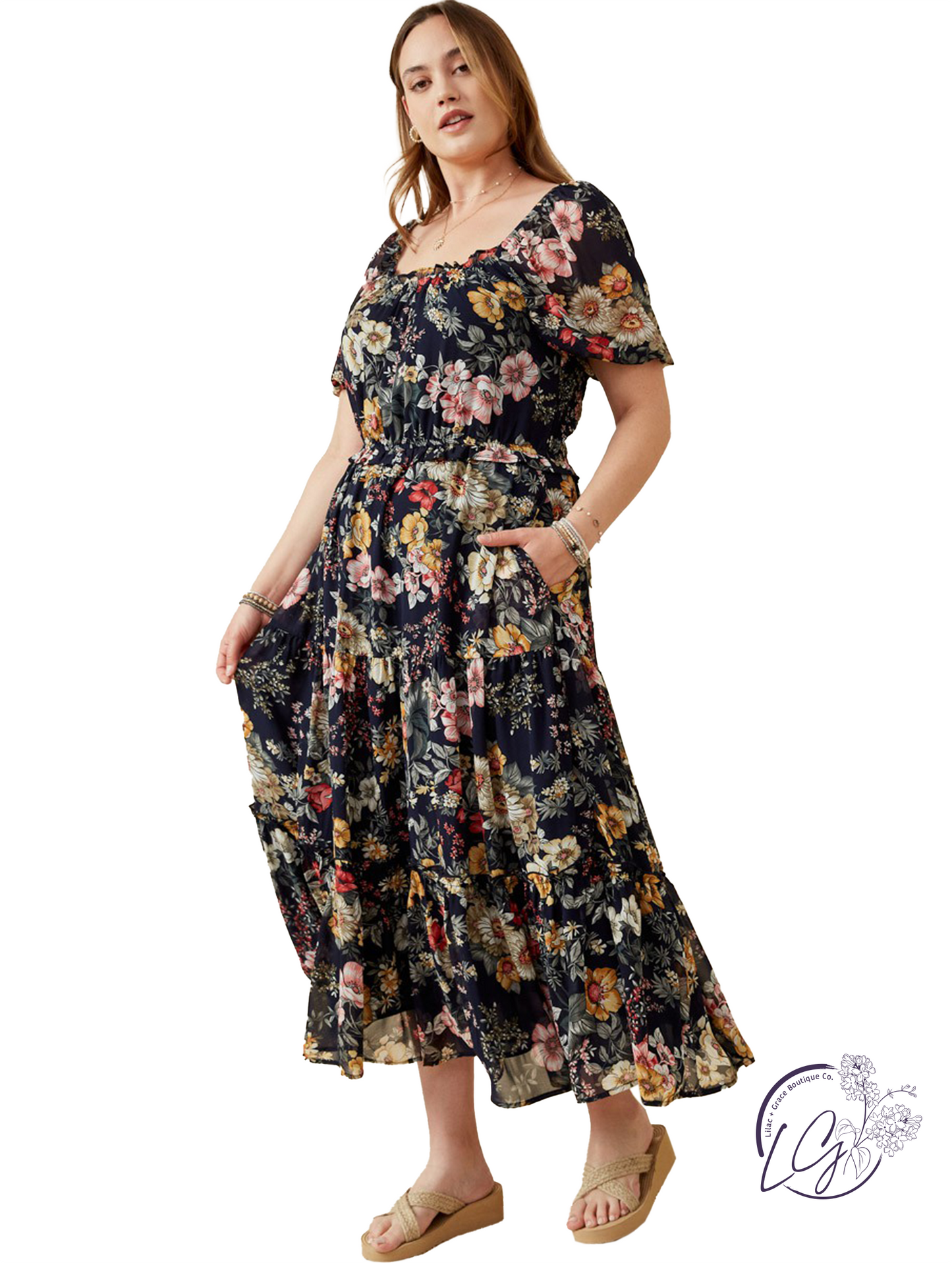 Curvy On Wooden Floors Midi Dress