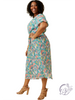Curvy Hues of Flowers Pleated Skirt Dress