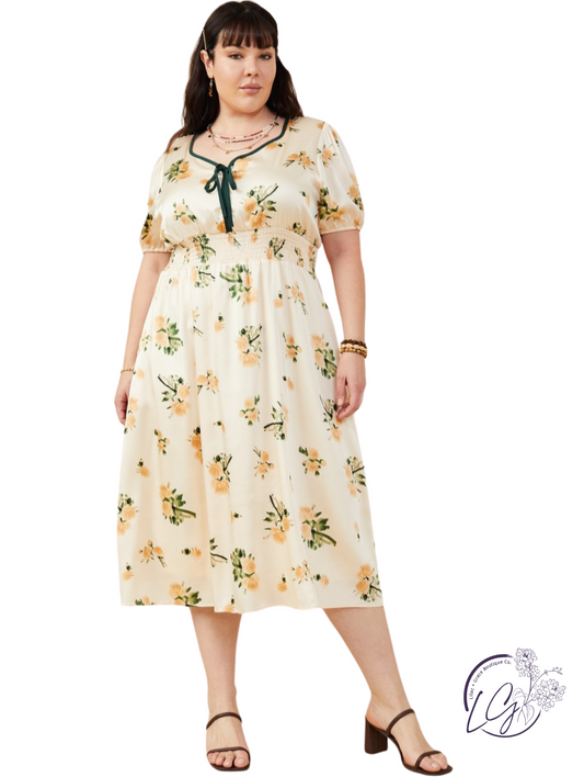 Curvy Luna Trim Satin Dress