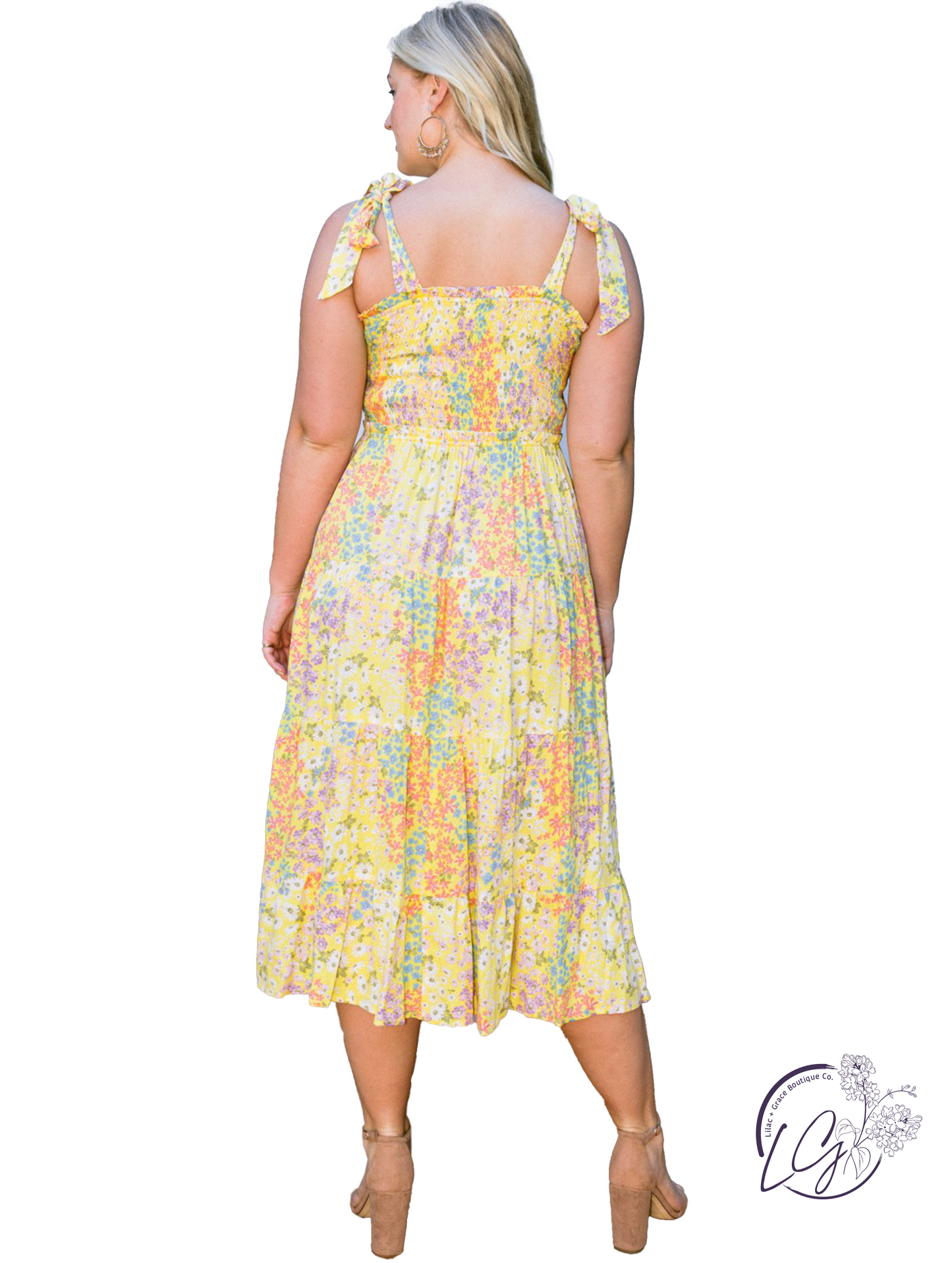 Curvy Daffodils Glow Midi Dress