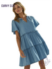 Curvy Wander in Indigo Babydoll Dress