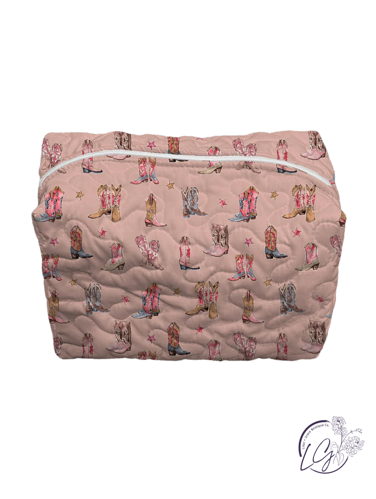 Thunderbird Boots Rose Quilted Large Makeup Bag